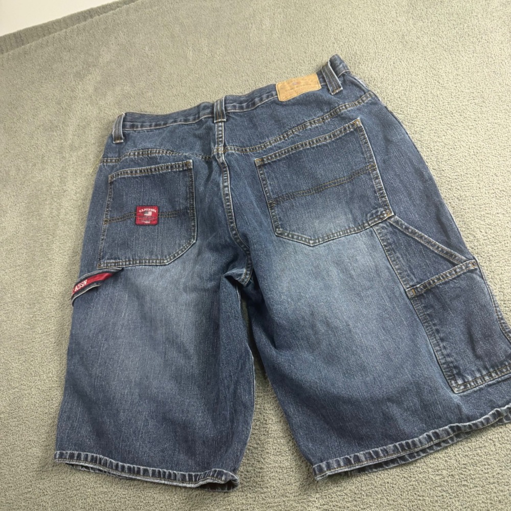 US Polo Assn Mens Denim Carpenter Shorts Size 36 Blue Medium Wash Utility Shorts